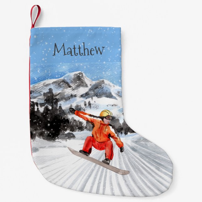Petite Chaussette De Noël Noël Snowboard Snowboard Personnalisé (Devant)