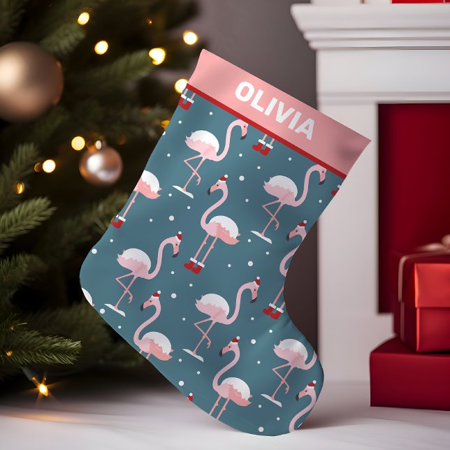 Petite Chaussette De Noël Noël Tropical Flamant Rose (Créateur téléchargé)