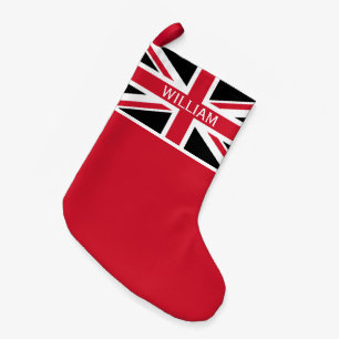 Petite Chaussette De Noël Noël Union Jack ~ Noir, Rouge et Blanc