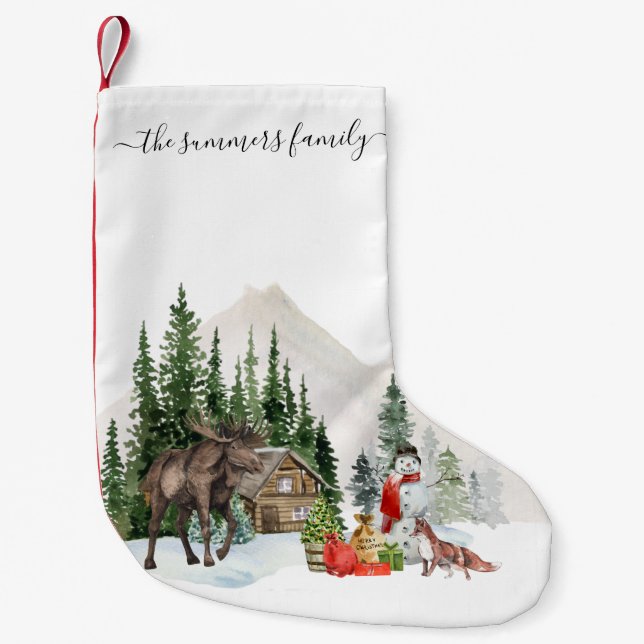 Petite Chaussette De Noël Noël Vacances Russe Bois Moose Custom (Devant)