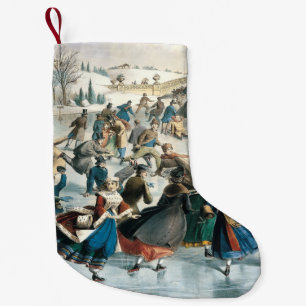 Petite Chaussette De Noël Noël victorien Central Park Currier & Ives