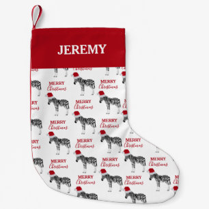 Petite Chaussette De Noël Noël Zebra Funny Animal avec Santa Hat