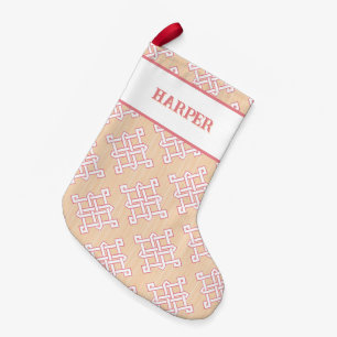 Petite Chaussette De Noël Nœud sans fin diamanté en rose + orange personnali