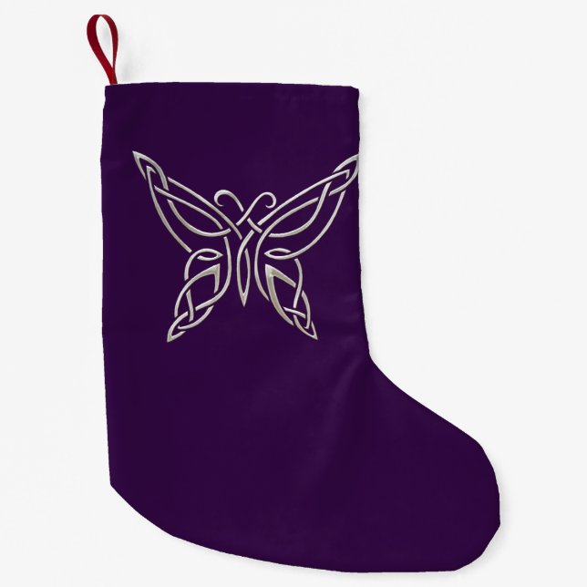 Petite Chaussette De Noël Noeuds de bordage de papillon celtique pourpre (Devant)