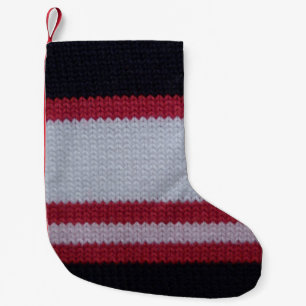 Petite Chaussette De Noël Noir blanc rouge : Motif en tissu lainé nui