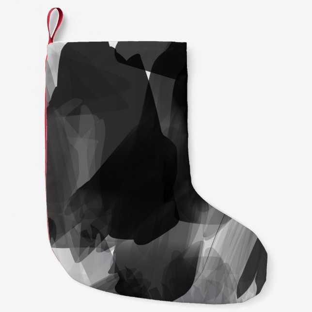 Petite Chaussette De Noël Noir brossé et blanc Peint Abstrait fond (Devant)