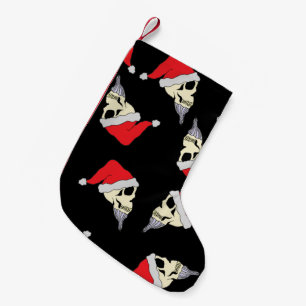 Petite Chaussette De Noël Noir De Noël Avec Des Crânes Dans Les Chapeaux D