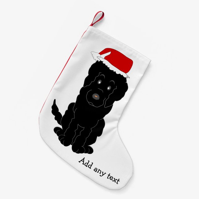 Petite Chaussette De Noël Noir Goldendoodle Chien Design (Devant (Accrochage))