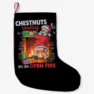 Petite Chaussette De Noël Noix de poitrine qui rôtissent drôle sale Père Noë