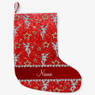 Petite Chaussette De Noël Nom argent fée or étoiles neon rouge parties scint