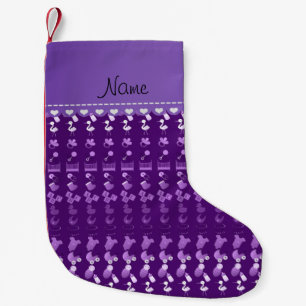 Petite Chaussette De Noël Nom bouteille de bébé violet rattle pacifier cigog