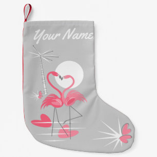 Petite Chaussette De Noël Nom d'amour du Flamant rose stockant un côté