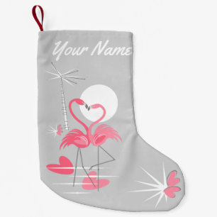 Petite Chaussette De Noël Nom d'amour Flamant rose stockant deux côtés