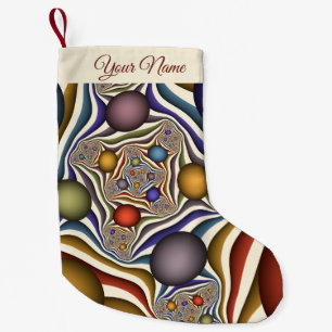 Petite Chaussette De Noël Nom d'art abstrait moderne fractal coloré volant
