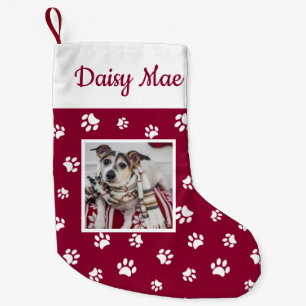 Petite Chaussette De Noël Nom de chien mignon & Photo Empreintes de pattes r