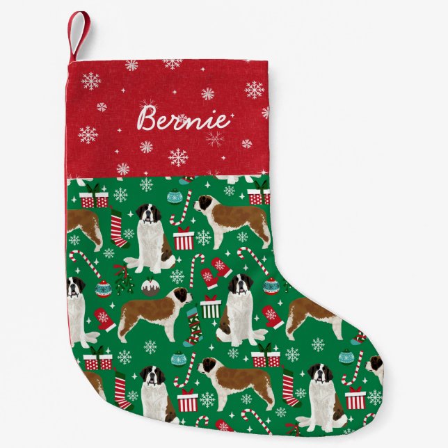 Petite Chaussette De Noël Nom de chien personnalisé Saint Bernard Christmas (Devant)