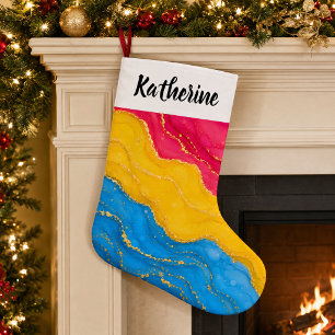 Petite Chaussette De Noël Nom de couleurs de fierté pansexuelle en marbre él