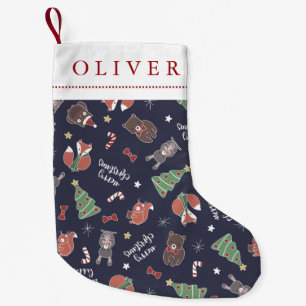 Petite Chaussette De Noël Nom de coutume d'animaux de région boisée de Noël