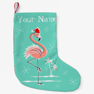 Petite Chaussette De Noël Nom de Flamant rose de Noël stockant un dégrossi