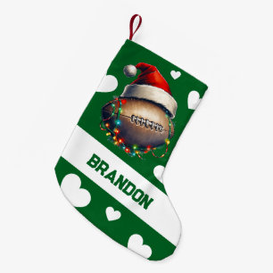Petite Chaussette De Noël Nom de football américain vert dessin animé
