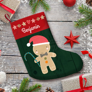 Petite Chaussette De Noël Nom de garçon en pain d'épice de vacances vert rus