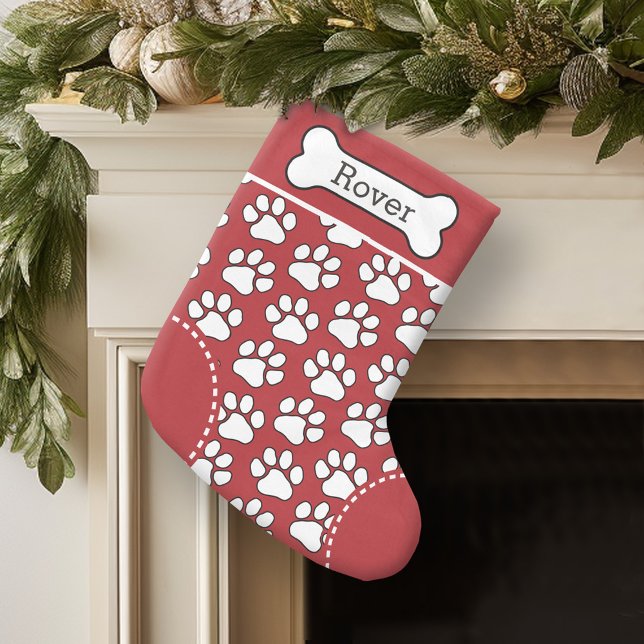 Petite Chaussette De Noël Nom de l'animal de compagnie personnalisé du Motif (Personalized Christmas Stocking)