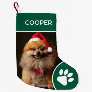 Petite Chaussette De Noël Nom de l'animal de compagnie personnalisé et vert 