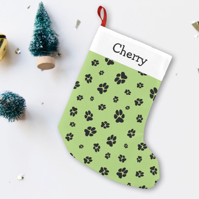 Petite Chaussette De Noël Nom de l'animal vert Motif des mignons Empreintes  (Créateur téléchargé)