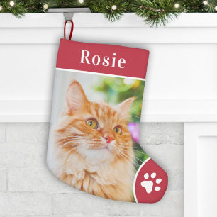 Petite Chaussette De Noël Nom de monogramme de photo de compagnie rouge pers