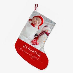 Petite Chaussette De Noël Nom Du Bébé Nouveau-Né Photo Plus Précieux De Tous