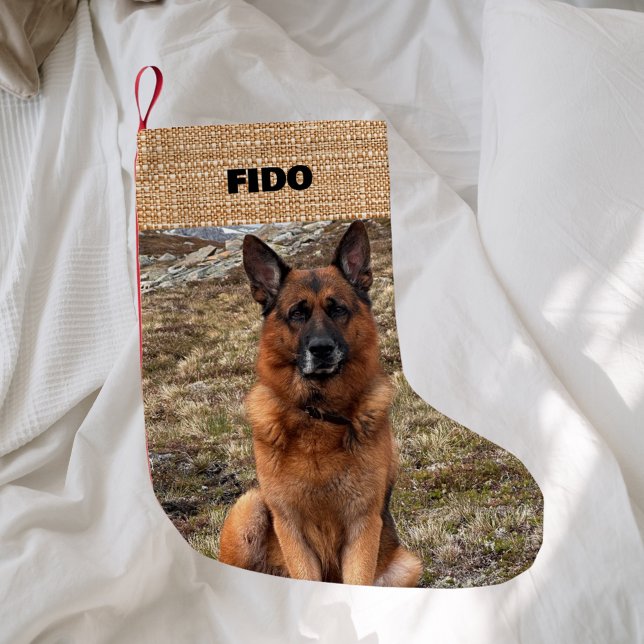 Petite Chaussette De Noël Nom du burap beige photo moderne (Créateur téléchargé)