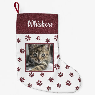 Petite Chaussette De Noël Nom du chat mignon Photo Rose Gold Parties scintil