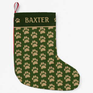 Petite Chaussette De Noël Nom du chien Empreinte de patte Vert