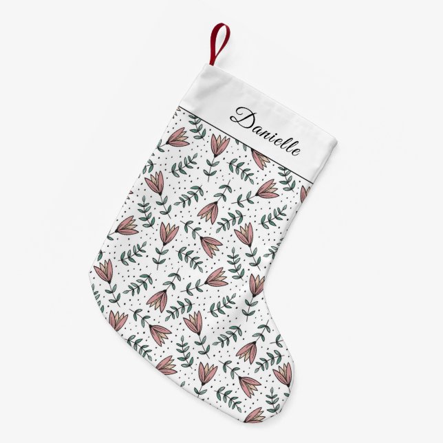 Petite Chaussette De Noël Nom du motif floral rose mou (Devant (Accrochage))