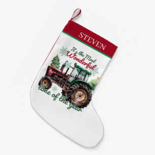 Petite Chaussette De Noël Nom du tracteur d'aquarelle de Noël