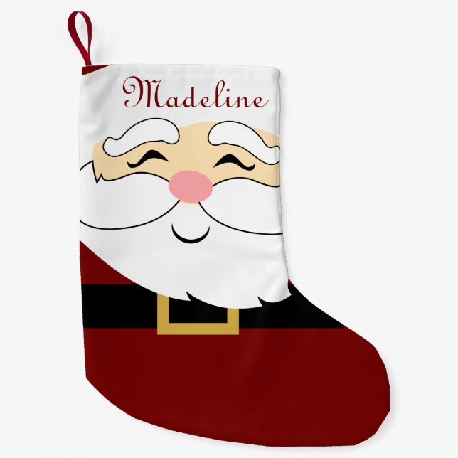 Petite Chaussette De Noël Nom moderne Red Santa Claus (Devant)