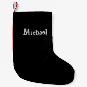 Petite Chaussette De Noël Nom monogramme moderne minimaliste noir blanc