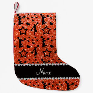 Petite Chaussette De Noël Nom neon orange parties scintillant étoiles chewar