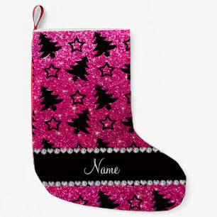 Petite Chaussette De Noël Nom neon rose chaud parties scintillant noël arbre
