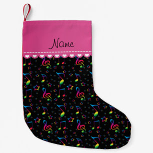 Petite Chaussette De Noël Nom noir rainbow notes