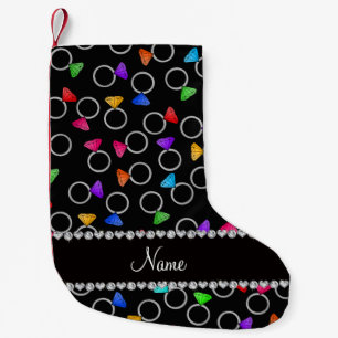 Petite Chaussette De Noël Nom personnalisé anneaux en diamant arc-en-ciel no