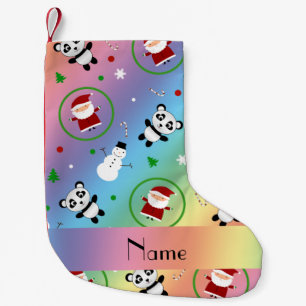 Petite Chaussette De Noël Nom personnalisé arc-en-ciel panda santas noël