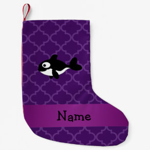 Petite Chaussette De Noël Nom personnalisé baleine violet marocain