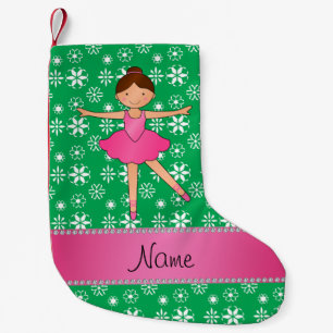 Petite Chaussette De Noël Nom personnalisé ballerine vert flocons de neige