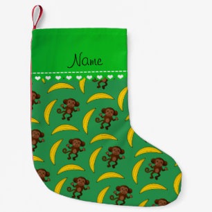 Petite Chaussette De Noël Nom personnalisé bananes de singe vert