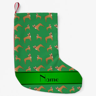 Petite Chaussette De Noël Nom personnalisé bulldogs français vert