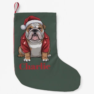 Petite Chaussette De Noël Nom personnalisé Chien Bouledogue Anglais Noël 