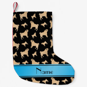 Petite Chaussette De Noël Nom personnalisé Chiens de Carlin noir