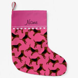 Petite Chaussette De Noël Nom personnalisé chiens de sang rose