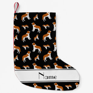 Petite Chaussette De Noël Nom personnalisé Chiens noirs St Bernard